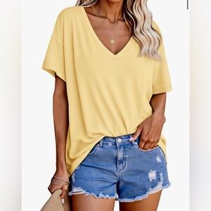 Yellow V-Neck Women's Top